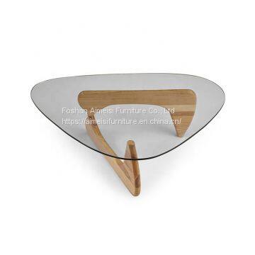 Hot selling drop shape 19mm tempered glass designers coffee table