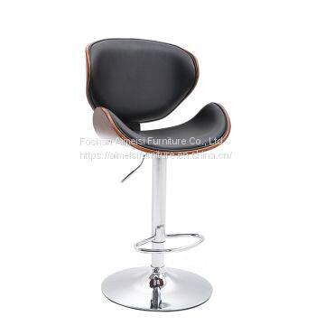 Modern Leather Cushion Plywood Backrest Bar Chair photo-2
