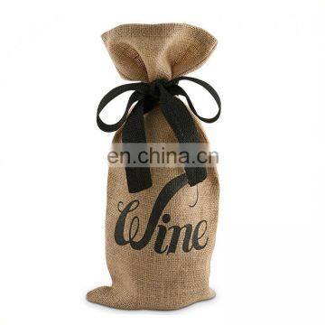 Customized drawstring wine bag,Single jute wine bottle bag,jute wine tote bag wholesale