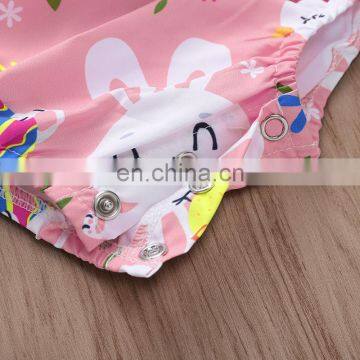 Easter Newborn Romper Baby Pink Rabbit Print Jumpsuit Short Sleeve photo-6