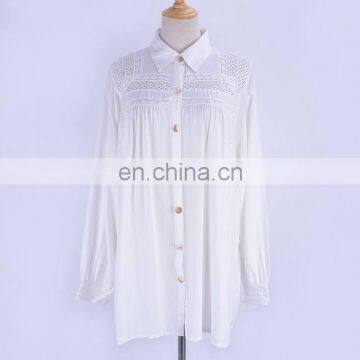 Белая хлопковая рубашка 2019 года для женщин. Сексуальная, с вырезом, с пиджакальным воротником и бисопскими рукавами. Летняя пляжная одежда. Верхняя одежда и блузка-туника для женщин photo-5