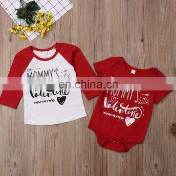 2019 Valentine Day Girls Letter Print Cotton Tshirt Tops Shirt for Girls Raglan Sleeve Cloth 1-5T photo-3