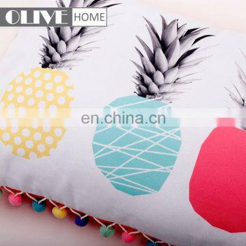 Pineapple Digital Print Pillows Decorative Cushion Covers Pillowcases With Pompom photo-2