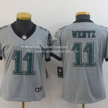 Philadelphia Eagles #11 Wentz Women Grey Jersey