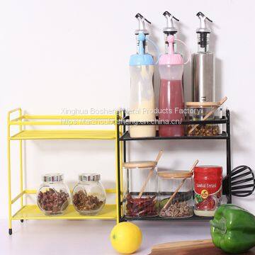 Nordic Fashion Wrought Iron Double Table Top Kitchen Shelf Bathroom Cosmetic Storage Rack photo-2