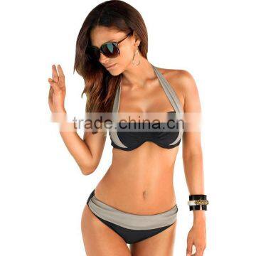 2016 New Sey Bikinis Women Swimsuit High Waisted Bathing Suits Swim Halter Top Push Up Bikini Set Beach Plus Size Swimwear L
