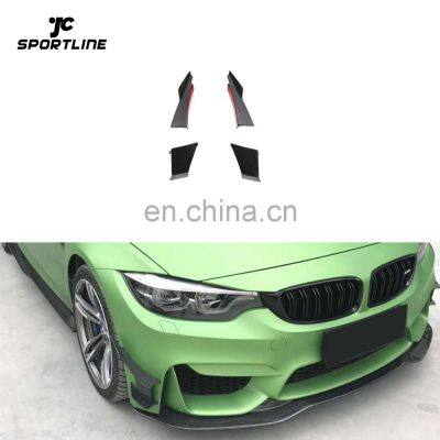 Vacuum Carbon Fiber F82 F83 M4 Front Canards Car Bumper Fins for BMW F80 M3 14-19