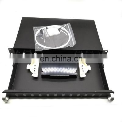 24 Port 1U 19 inch LC Fiber Optic Patch Panel Fiber Splice Tray fiber patch panal odf 24 core with pigtail lc