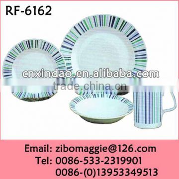 Custom Made Personalized Stripe Designed Porcelain Dinner Set Box Packing for Gift and Tableware