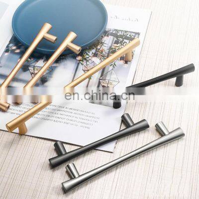 Gold Handles Knobs Modern Nordic Cupboard Brushed Brass Cupboard Wardrobe Furniture Handles Kitchen Cabinet Pull Golden Hardwear