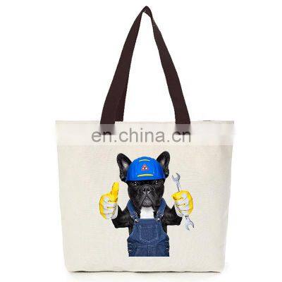 Cotton Canvas Cool Dog Tote Hand Shopping Bag