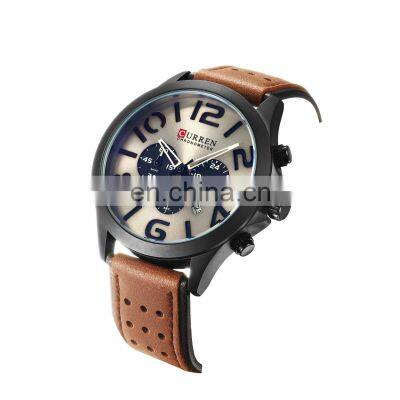 CURREN Brand Men's Watch Luminous Small Three - Stitch Leather Men's Watch Sport Waterproof Quartz Watch