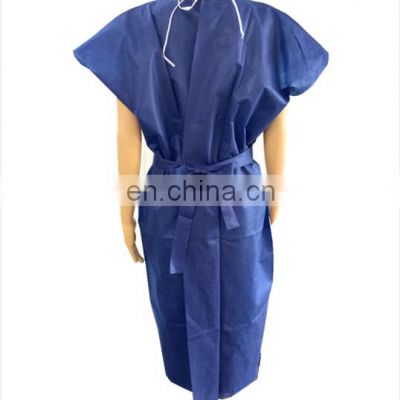 Factory supply sleeveless navy blue isolation gown dark blue patient gown without sleeve