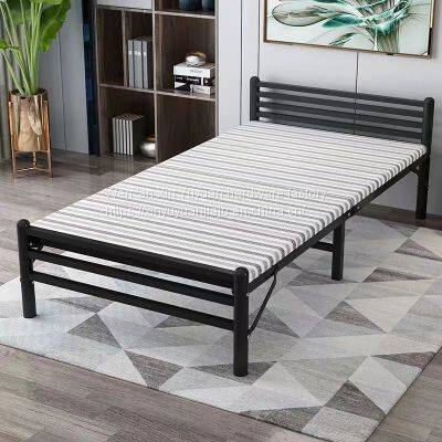 Omisham Simple Portable Home Single Foldable Bed Adult Double Wooden Bed