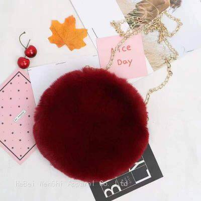 29Plush bag Round bag ladies single shoulder slant straddle bag Cute girl backpack wholesale