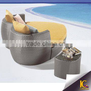 Aluminium frame waterproof outdoor garden furniture round rattan daybed