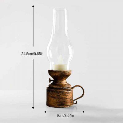 Retro Flameless LED Lamps, Battery-Powered Kerosene Style for Home & Holiday Decor photo-5