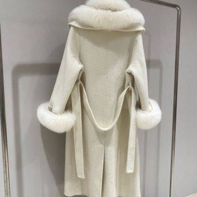 2025 Autumn Winter Women's High-End Double-Faced Wool-Cashmere Coat - Mid-Length Slimming Jacket With Fox Fur Collar photo-3