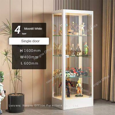 Moonlit White Glass Display Cabinet 4 Layers Single Door H1600mm×W500mm×L600mm for Collectibles Wholesale - B2B Supplier photo-5
