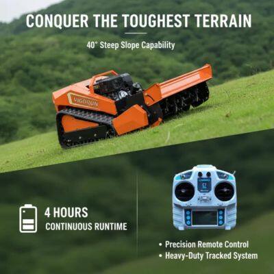 Vigorun MTSK800 Bush Mower Robot, Dual 48V 1000W Brushless Motors Remote Flail Mower for Commercial Use