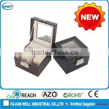 Luxury PU leather cardboard watch box with 2 cushions