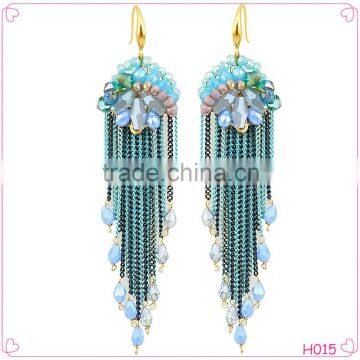 Hot sale new designs for women chain earring ,2015 Fashion design tassels earrings