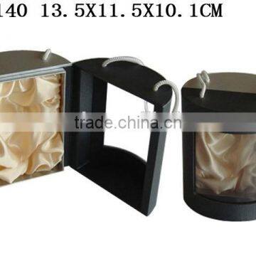 Fancy Cylindrical Perfume Gift Paper Packaging box with Handle and PVC clear Window P140