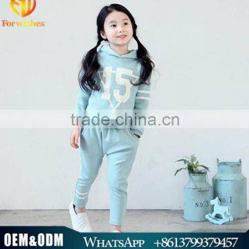 Children Set 2015 Spring Autumn Girls Pattern Hooded Sweater Two Pieces Suit kids clothes set