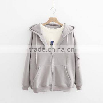 China manufacturer oem custom sportwear gray zip up loose sweatshirt hoodies men with high quality factory price