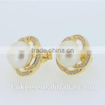 Ladies Fashion Big Pearl Earrings Designs Silver Jewelry photo-2