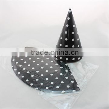 black dot Birthday Paper Party Hat