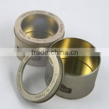 Small round window tin box for sweet package