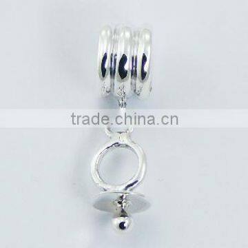 Sterling Silver Dummy Or Pacifier Charm On Cylinder Bead