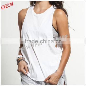2016 street-style 100% cotton women sexy loose round neck sleeveless yoga fitness wear