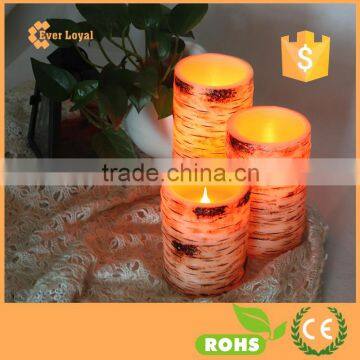 Set of 3 Resin Flameless Battery Operated LED Candles Remote Control With Warm Amber and Color Changing Modes