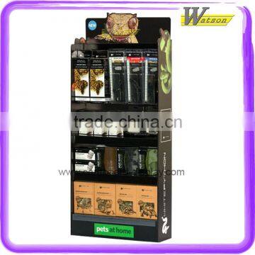Pet shop good quality shelf design corrugated paper display stand for pet accessories