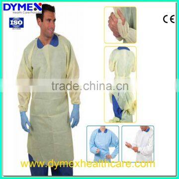 Yellow Sterile Disposable Non-woven Isolation Gowns with elastic