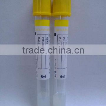 yellow top color gel clot activator tube