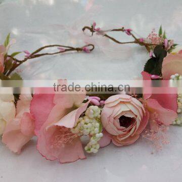 HL017 wholesale Fashion tiara flower crown headband for women wedding flower garland crown