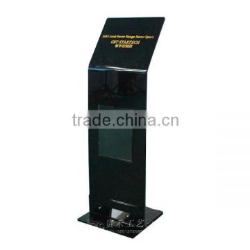 2015 new black color magazine display stand, high acrylic Brochure holder, acrylic sign stand