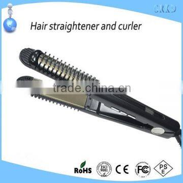 Wholesale jet black flat hair straightener with teeth