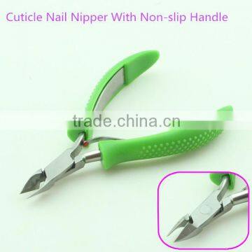 Cuticle Nail Nipper With Non-slip Green Handle