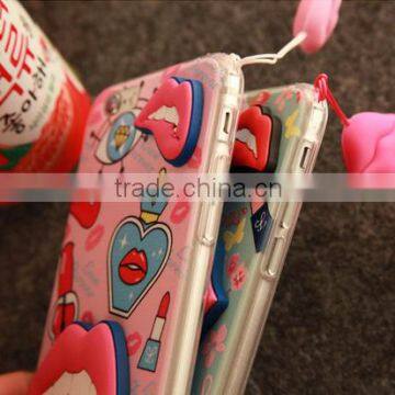 3D Soft Mouth Lip Fahion Printing Case for Iphone 6 Hot Selling 2015