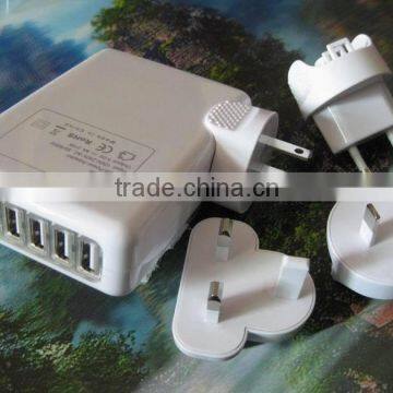 worldwide portable Universal travel adapter/adaptor/charger with 6 USB output