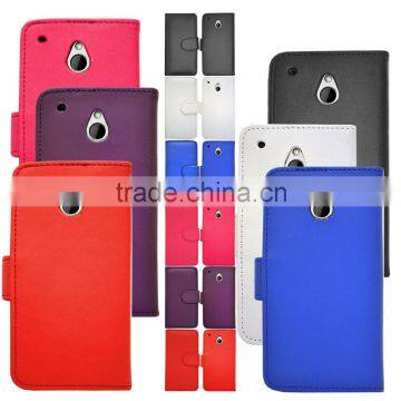 6 colour PU Leather wallet book style flip mobile phone case cover for HTC One mini M4
