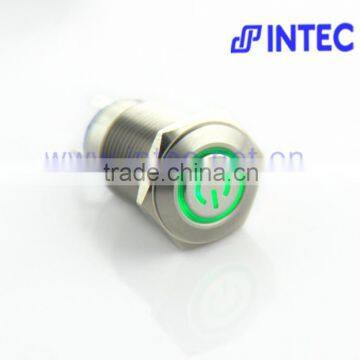 16mm metal switch, LED and latch metal switch, with the character of Power symbol lamp switch