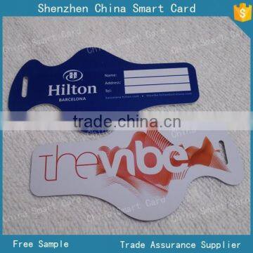 hot selling pvc materiel die cut size luggage tag with signature panel