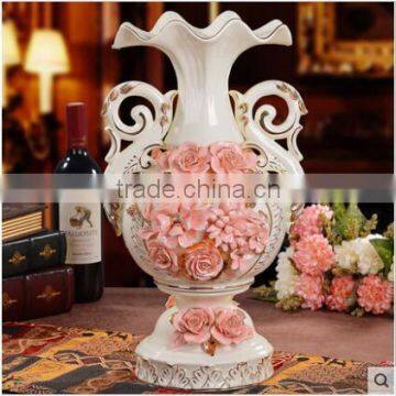 Hand made flower pattern porcelain vase for European style decoration