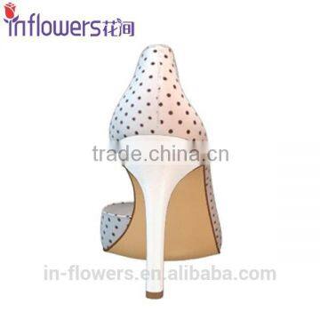 White Leather Side Cut Pointed Toe Ladies High Heels photo-3