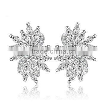 Leaf Design Fashion Studs Cute Love Floral AAA+ Cubic Zircon Stud Earring for Women and Girls Jewelry Cute Gifts